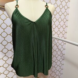 BCBG Green Pleated tank Top XS